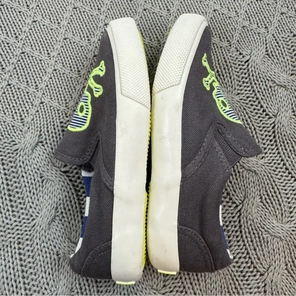 Mini Boden Skull Slip-On Shoes - Gray and Green ~ 10 Toddler